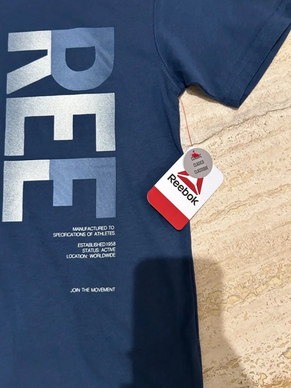 NEW 🆕 Reebok Navy Silver Logo Tee with tags 10-12 years - Picture 2 of 3